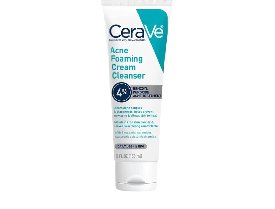 CeraVe Acne Foaming Cream Cleanser 150ml | 4% Benzoyl Peroxide Acne Treatment