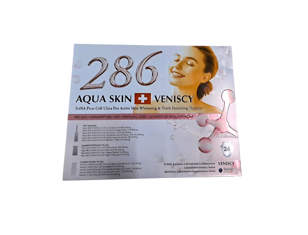 Aqua Skin Veniscy 286 Trina Pico Cell Glutathione Skin Whitening Injection - 10 Session - Switzerland