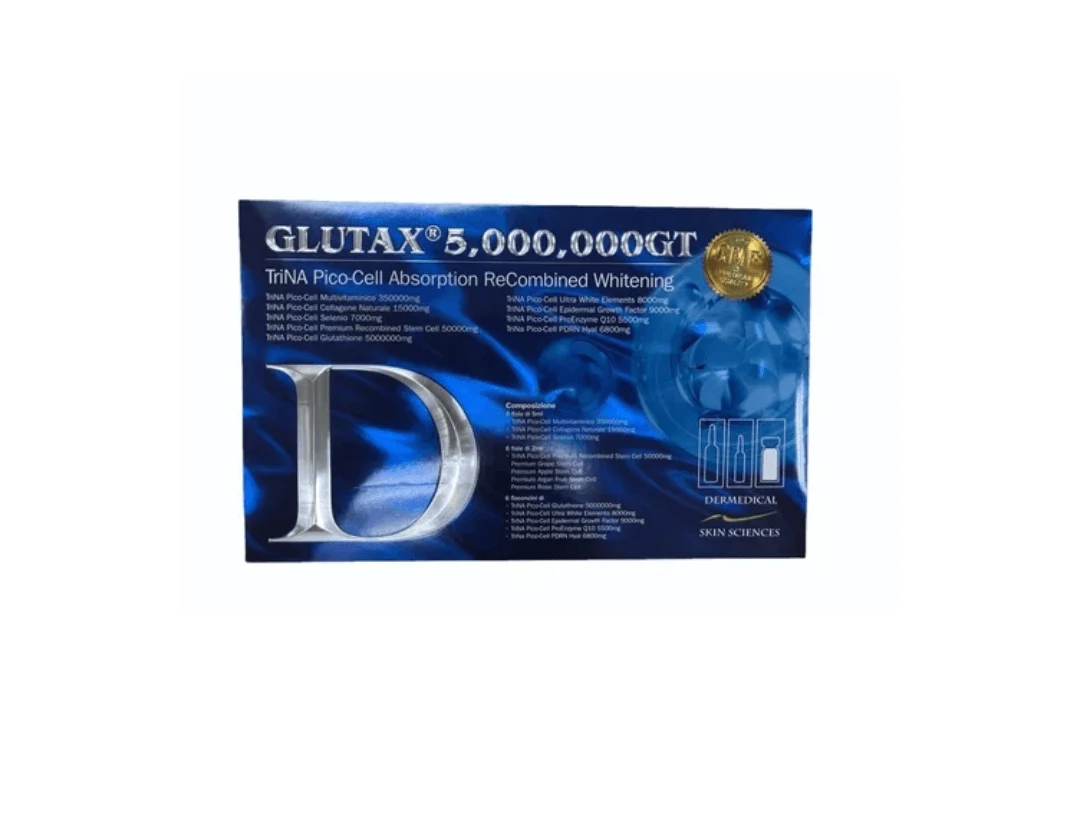 Glutax 5000000GT Trina Pico Cell 5000000mg Glutathione Skin Whitening Injection - 6 Session - Italy