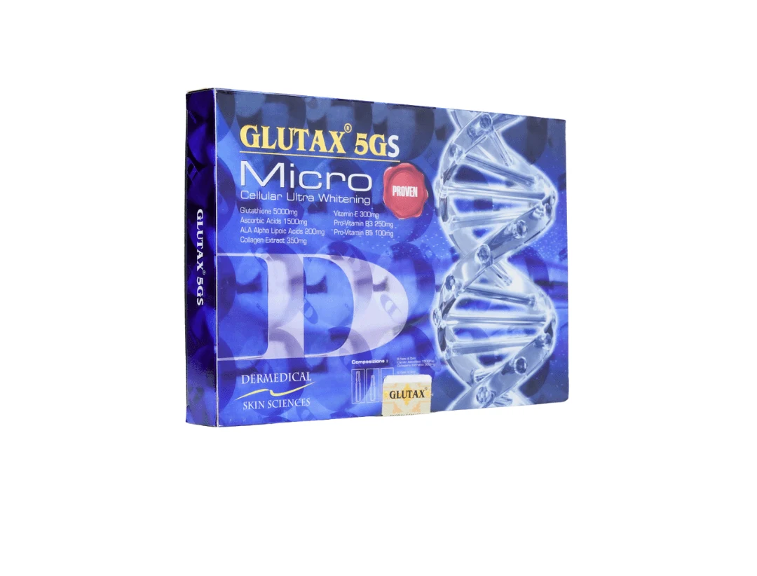 Glutax 5GS Micro 5000 MG Glutathione Skin Whitening Injection - 6 Sessions - Italy